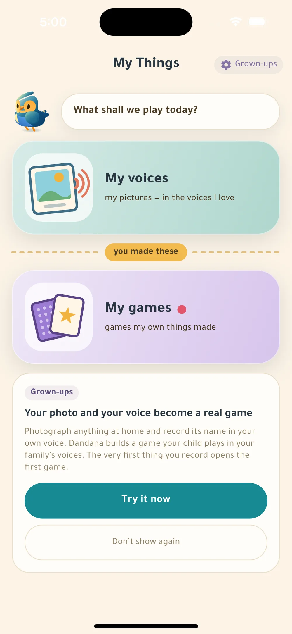My Things — the child’s own belongings